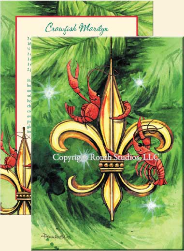 rawfish Fleur-de-lis Louisiana Christmas Cards